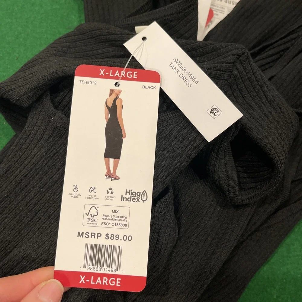 Edited Remi Bader Black Ribbed Tank Dress XL NWT Midi Bodycon Stretch Minimalist - Picture 10 of 10